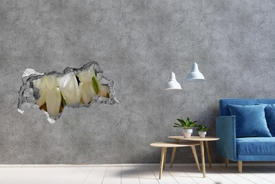 Vinilo efecto 3d pared rota irregular Flores en hormigón