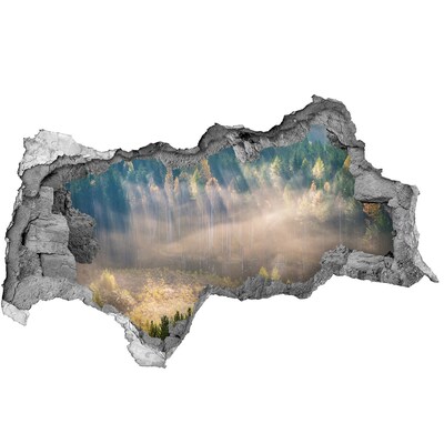 Fotomural autoadhesivo efecto agujero 3d Paisaje forestal detrás del muro