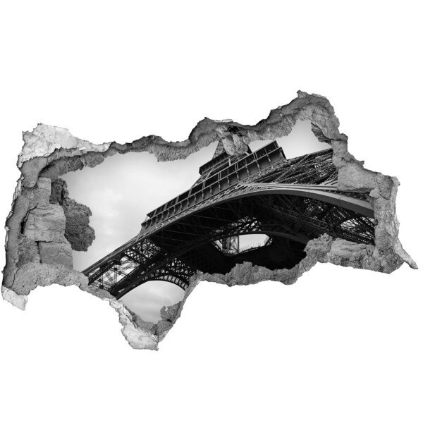 Fotomural autoadhesivo efecto agujero 3d La Torre Eiffel en un entorno monocromático