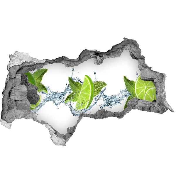 Vinilo efecto 3d pared rota irregular Un cóctel refrescante con lima.
