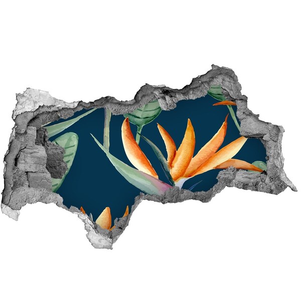 Naklejka 3D dziura Tropikalny kwiat w betonie