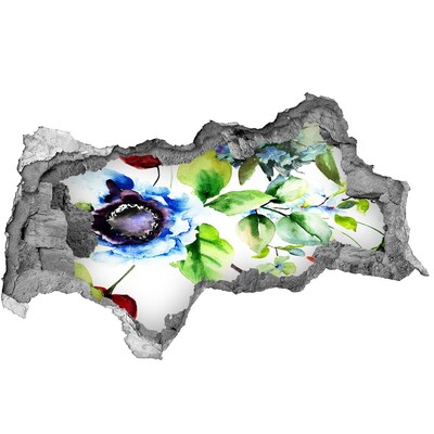 Pegatina decorativa agujero en la pared 3d Una explosión floral de color