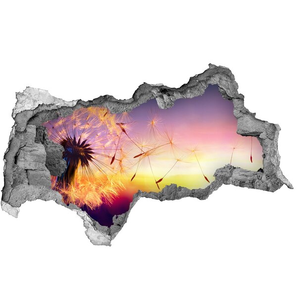 Vinilo efecto 3d pared rota irregular Sueños de flores al atardecer