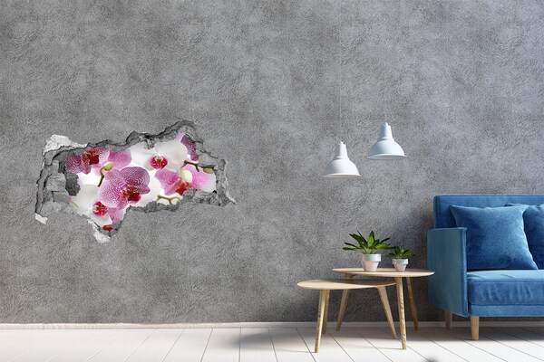 Fotomural autoadhesivo efecto agujero 3d Un oasis floral en un agujero en la pared