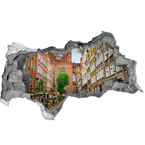 Vinilo adhesivo boquete en la pared rota Vista de Gdansk