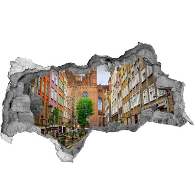 Vinilo adhesivo boquete en la pared rota Vista de Gdansk