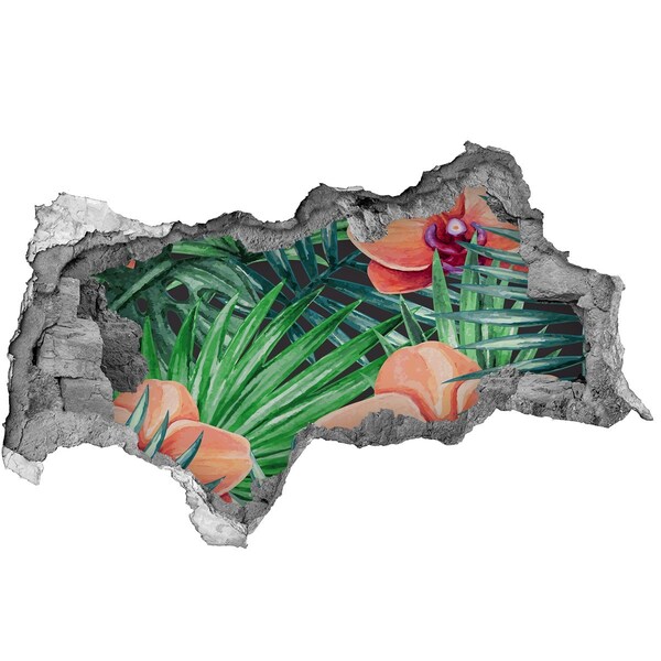 Fotomural autoadhesivo efecto agujero 3d Un paraíso floral en los trópicos