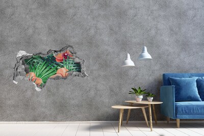 Fotomural autoadhesivo efecto agujero 3d Un paraíso floral en los trópicos