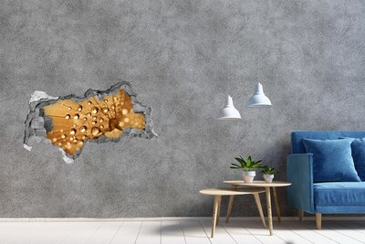 Pegatina decorativa agujero en la pared 3d Gotas sobre una hoja