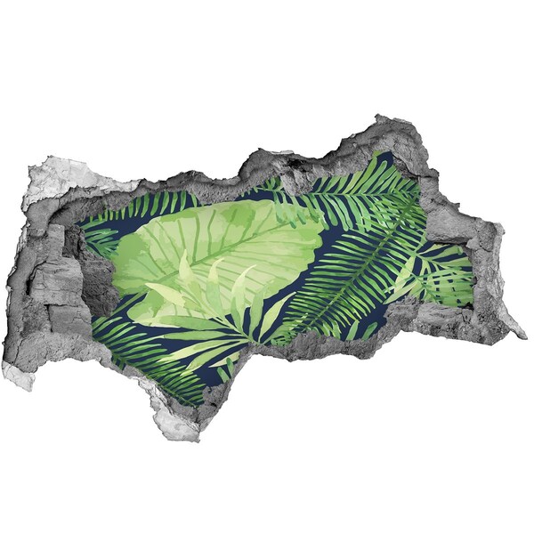 Fotomural autoadhesivo efecto agujero 3d Un oasis tropical en un agujero de hormigón