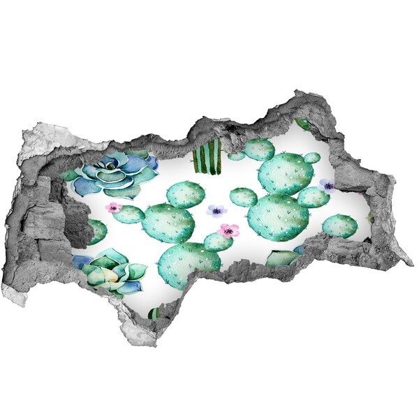 Pegatina decorativa agujero en la pared 3d Cactus en un agujero en la pared