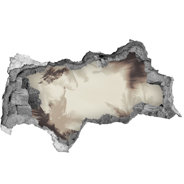 Vinilo efecto 3d pared rota irregular Oasis tropical detrás del muro