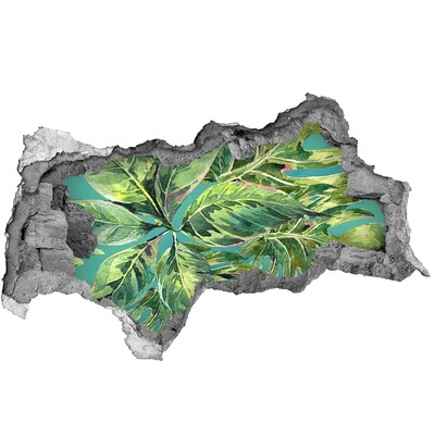 Vinilo adhesivo boquete en la pared rota Jungla verde detrás del muro