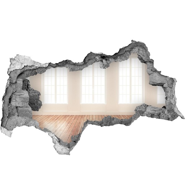 Vinilo efecto 3d pared rota irregular Interior con vista al sol