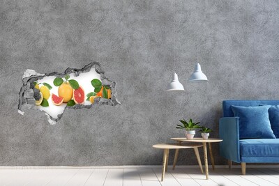 Vinilo efecto 3d pared rota irregular Un paraíso frutal escondido en la pared