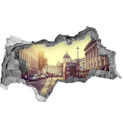 Vinilo adhesivo boquete en la pared rota Una calle de Londres por la mañana.