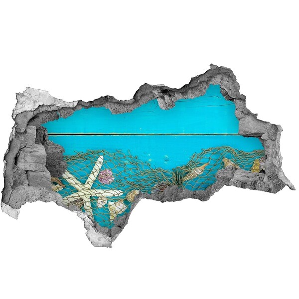 Pegatina decorativa agujero en la pared 3d El mundo submarino con el arrecife como telón de fondo