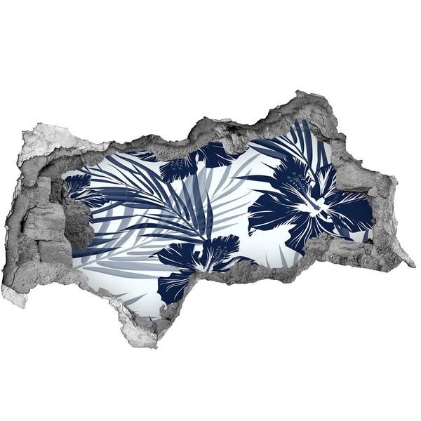 Pegatina decorativa agujero en la pared 3d Paraíso tropical con flores