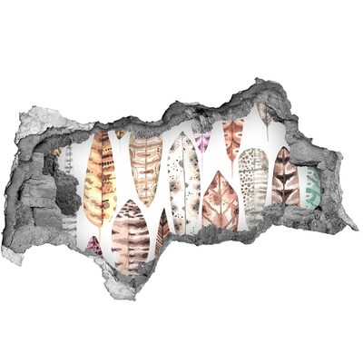 Vinilo adhesivo boquete en la pared rota Hojas de colores en un agujero en la pared.