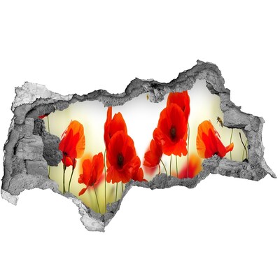 Fotomural autoadhesivo efecto agujero 3d Paraíso de flores con una abeja