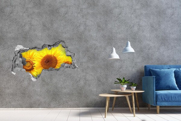 Vinilo efecto 3d pared rota irregular Girasol en hormigón