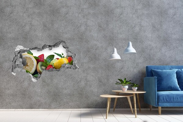 Pegatina decorativa agujero en la pared 3d El paraíso de las frutas detrás del muro