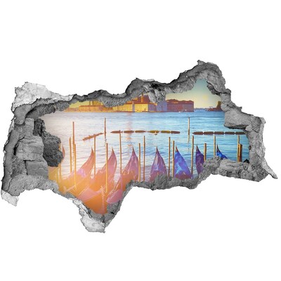 Vinilo efecto 3d pared rota irregular Venecia a la luz del atardecer
