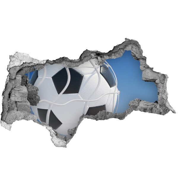 Vinilo efecto 3d pared rota irregular Fútbol en vuelo