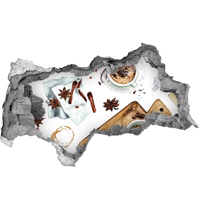 Vinilo adhesivo boquete en la pared rota Rincón de café con especias