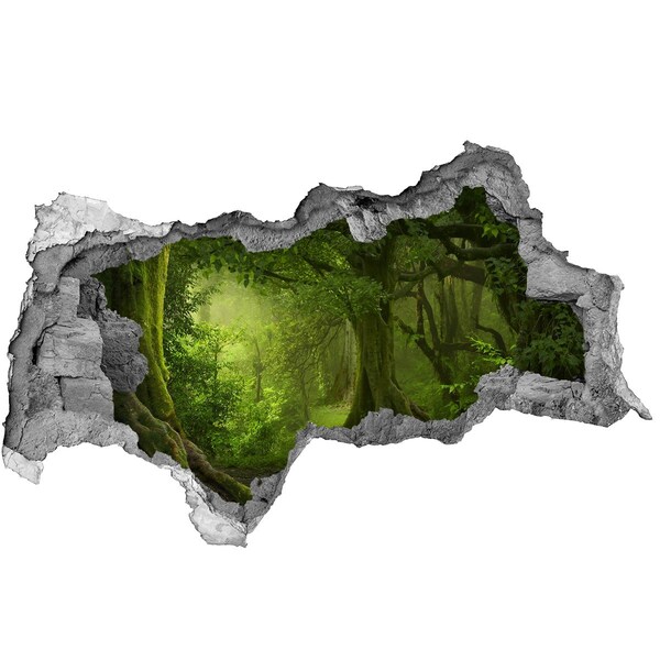 Pegatina decorativa agujero en la pared 3d Un bosque verde lleno de vida.