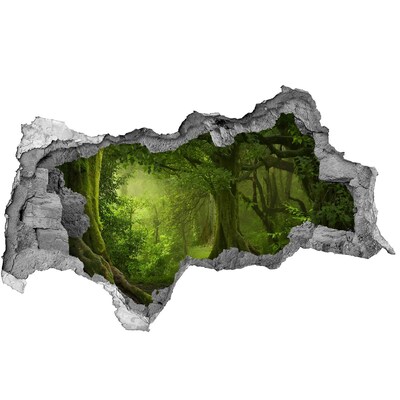 Pegatina decorativa agujero en la pared 3d Un bosque verde lleno de vida.