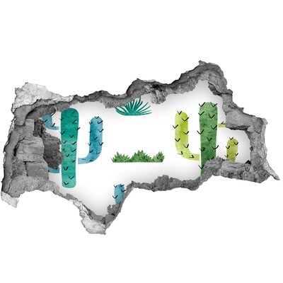 Fotomural autoadhesivo efecto agujero 3d Paisaje verde con cactus