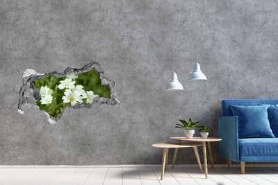 Fotomural autoadhesivo efecto agujero 3d Flores en un agujero en la pared