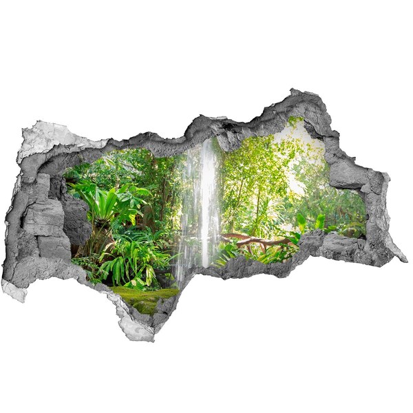 Fotomural autoadhesivo efecto agujero 3d Cascada tropical en la selva