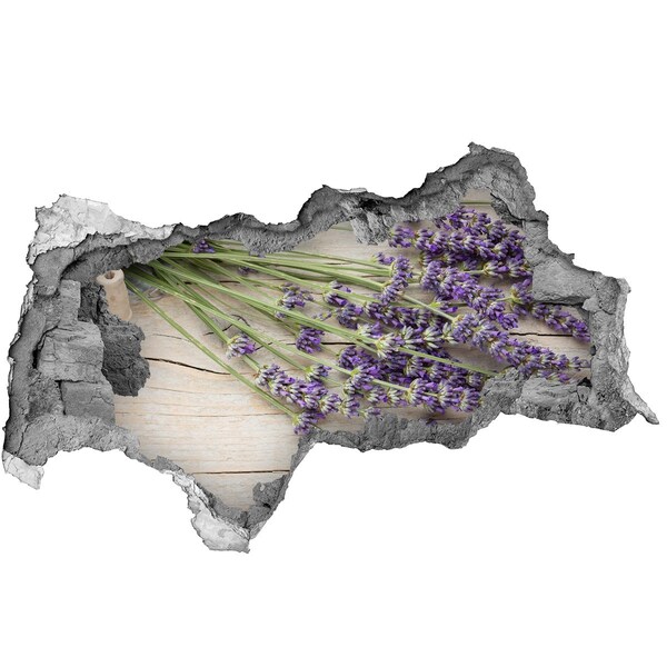 Fotomural autoadhesivo efecto agujero 3d Campo de lavanda detrás del muro