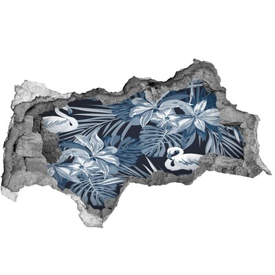 Dziura 3d fototapeta naklejka Tropikalny raj z flamingami