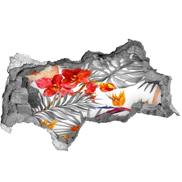 Vinilo adhesivo boquete en la pared rota Paraíso tropical detrás del muro