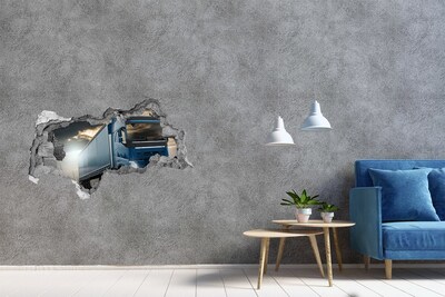 Vinilo efecto 3d pared rota irregular Camión en camino