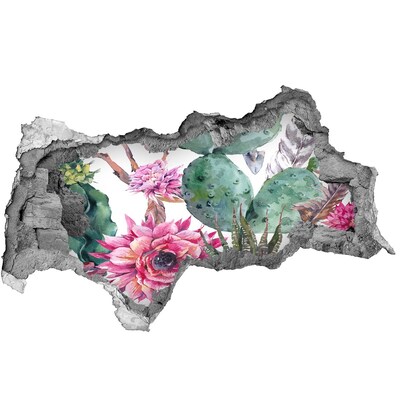 Pegatina decorativa agujero en la pared 3d Un oasis floral detrás del muro