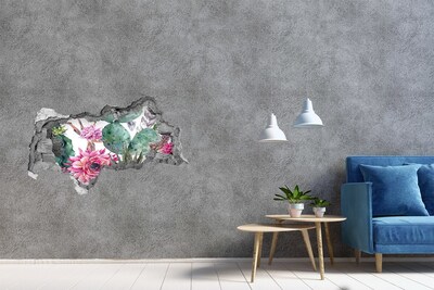 Pegatina decorativa agujero en la pared 3d Un oasis floral detrás del muro
