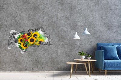 Vinilo efecto 3d pared rota irregular Ramo de flores de agujero en la pared