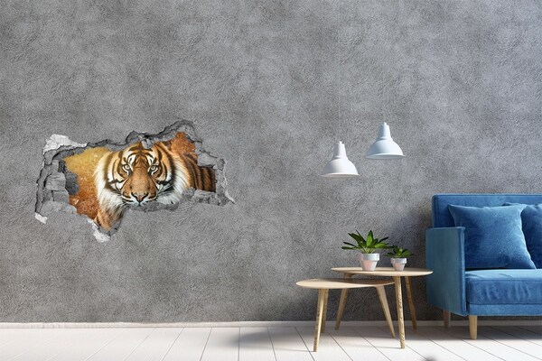 Fotomural autoadhesivo efecto agujero 3d Tigre en un agujero en la pared