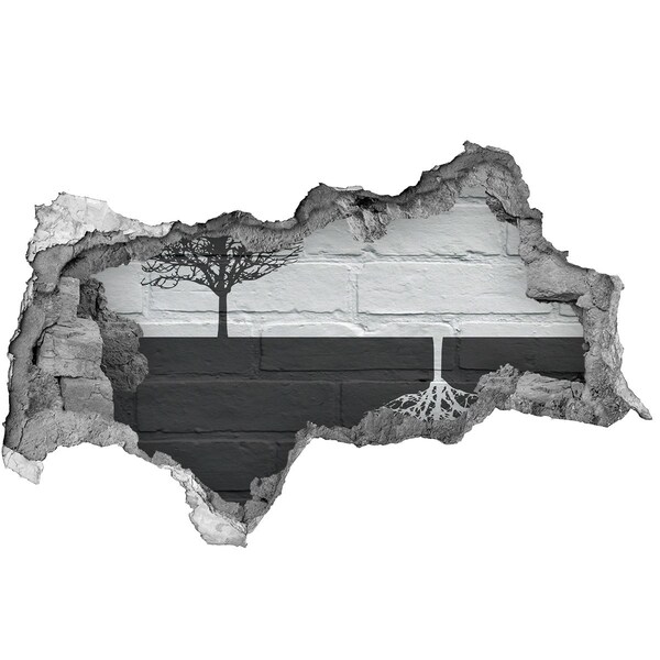 Pegatina decorativa agujero en la pared 3d Un árbol con raíces