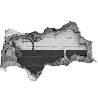 Pegatina decorativa agujero en la pared 3d Un árbol con raíces