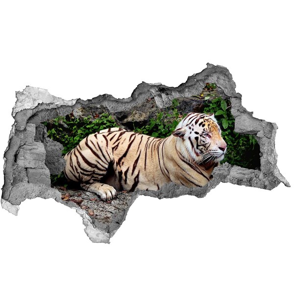 Pegatina decorativa agujero en la pared 3d Tigre en su hábitat natural