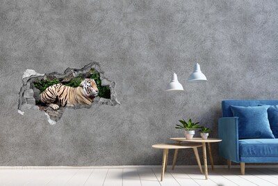 Pegatina decorativa agujero en la pared 3d Tigre en su hábitat natural