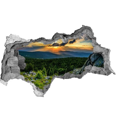 Fotomural autoadhesivo efecto agujero 3d Atardecer en las montañas