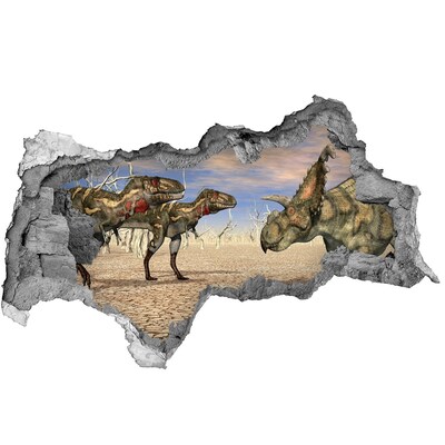 Dziura 3d fototapeta naklejka Dinozaury w prehistorycznym świecie