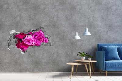 Pegatina decorativa agujero en la pared 3d Rosas en un agujero en la pared