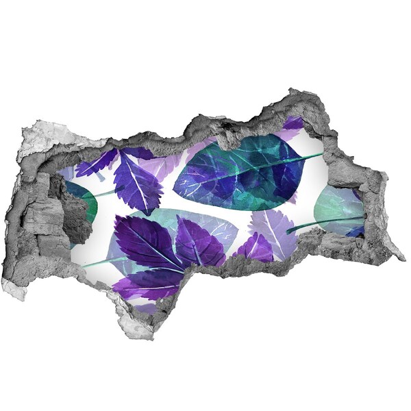 Naklejka 3D dziura na ścianę Zielone liście w dziurze w ścianie